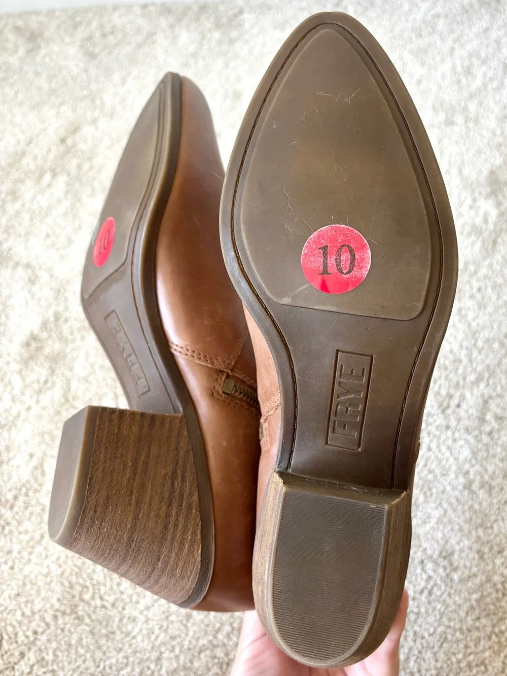 Frye Jennifer Ankle Booties Brown Leather Round Pointed Toe Western
